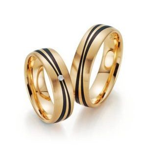 Fischer wedding rings carbon apricot gold