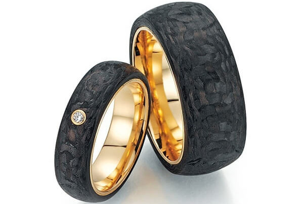 Fischer wedding rings carbon apricot gold