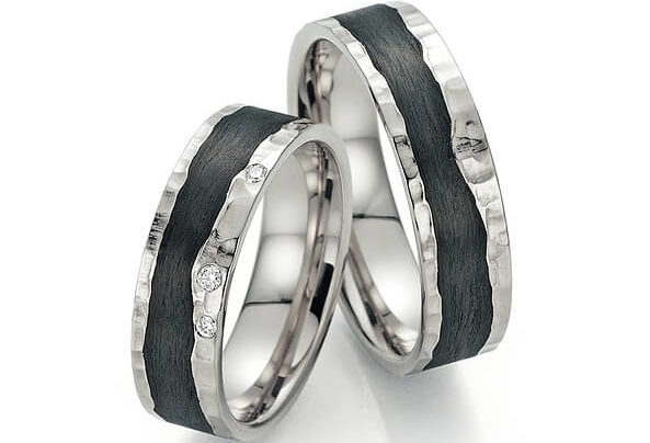 Black and silver wedding rings