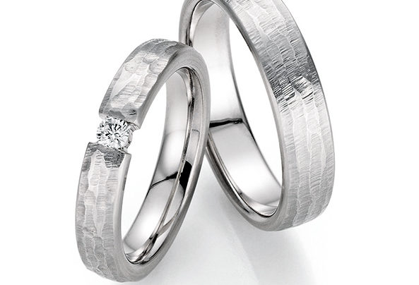 Hammered silver wedding rings