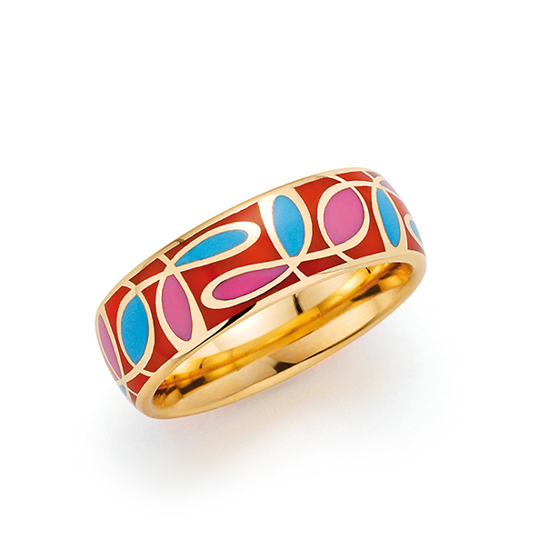 Goldener Ring mit rotem Muster