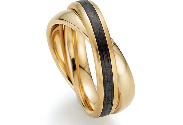 Golden ring with black stripe